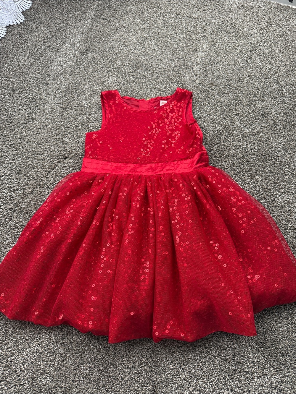 Cat & Jack Red Sequin Tulle Party Dress